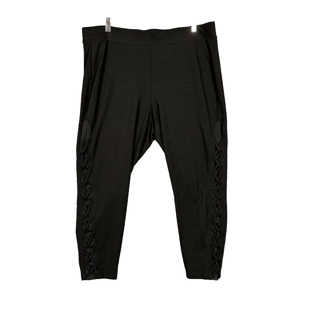 Torrid Pants Womens 3X Black Leggings Mesh Side Panel Pull On Elastic Waist Knit
